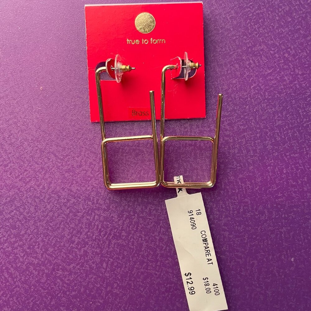 Bundle 3 pairs for $12. True to Form Brass Drop Earrings